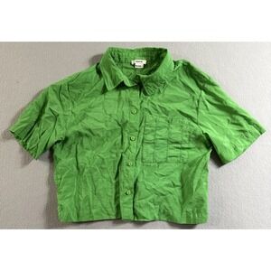 Jason Wu Women's Green Short Sleeve Cropped Top Blouse Size Small